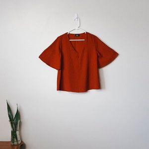Vici Collection V neck Blouse Rust Small